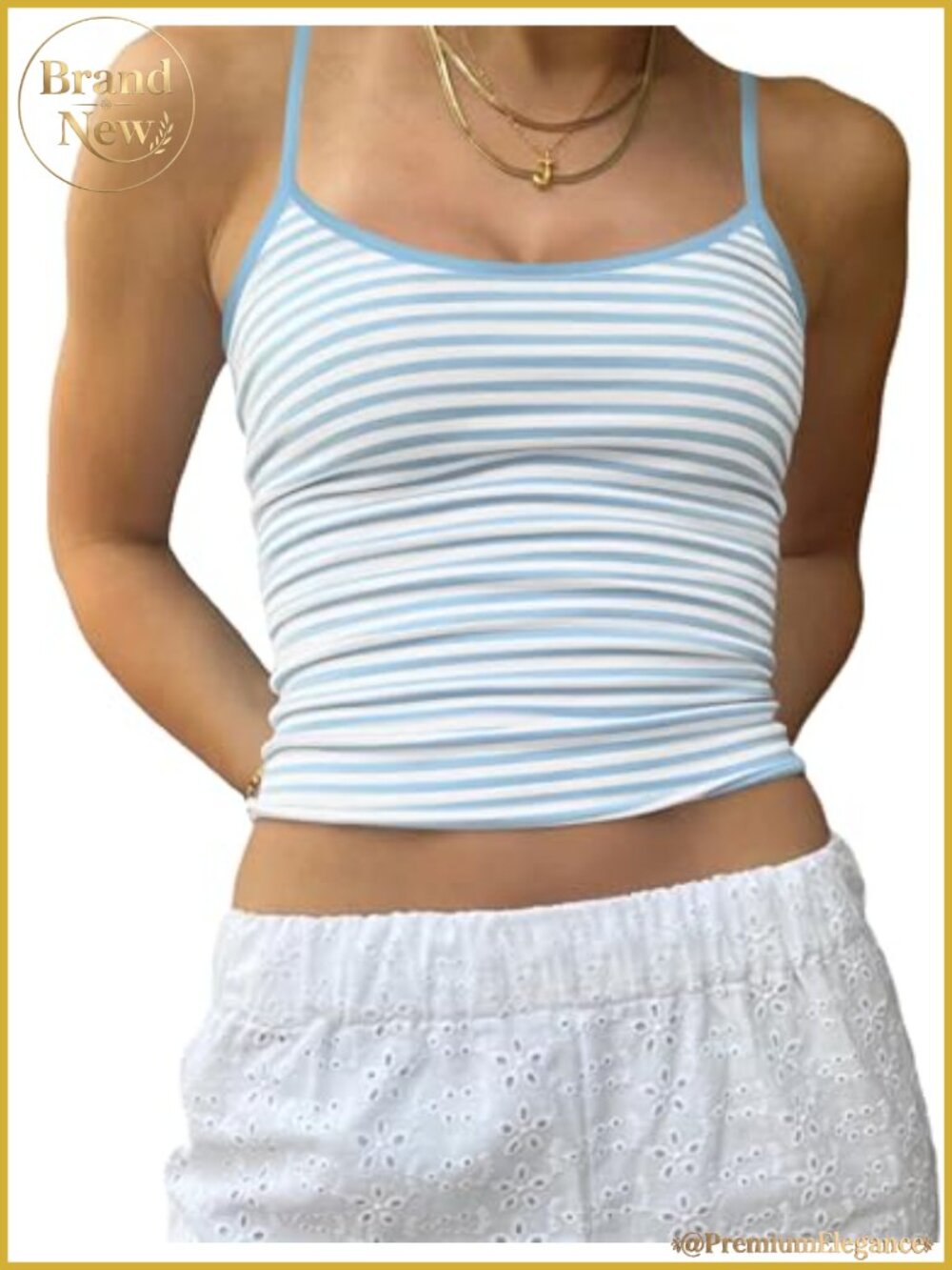Sleeveless Striped Crop Tank Top Spaghetti Strap Backless Slim Fit Y2K Going Out